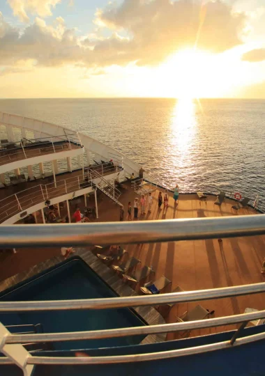 Aranui cruise boat in the waters of Tahuata with its sunset © Tahiti Tourisme