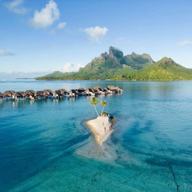 Bungalow on stilts in Bora Bora © Flying World Pictures