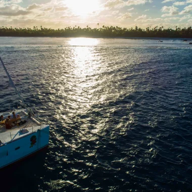 Sunset from the catamaran in Tetiaroa